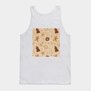 Christmas Pattern with Christmas Tree, Snowflakes, Stars, Gingerbread Tank Top